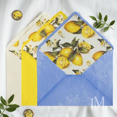 Sobres artesanales C5 forrados – Colección Limones