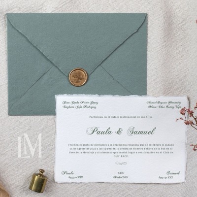 Tarjetón Clásico de Boda – Papel Artesanal o de Algodón Personalizado Tarjetón Clásico de Boda – Papel Artesanal o de Algodón Personalizado